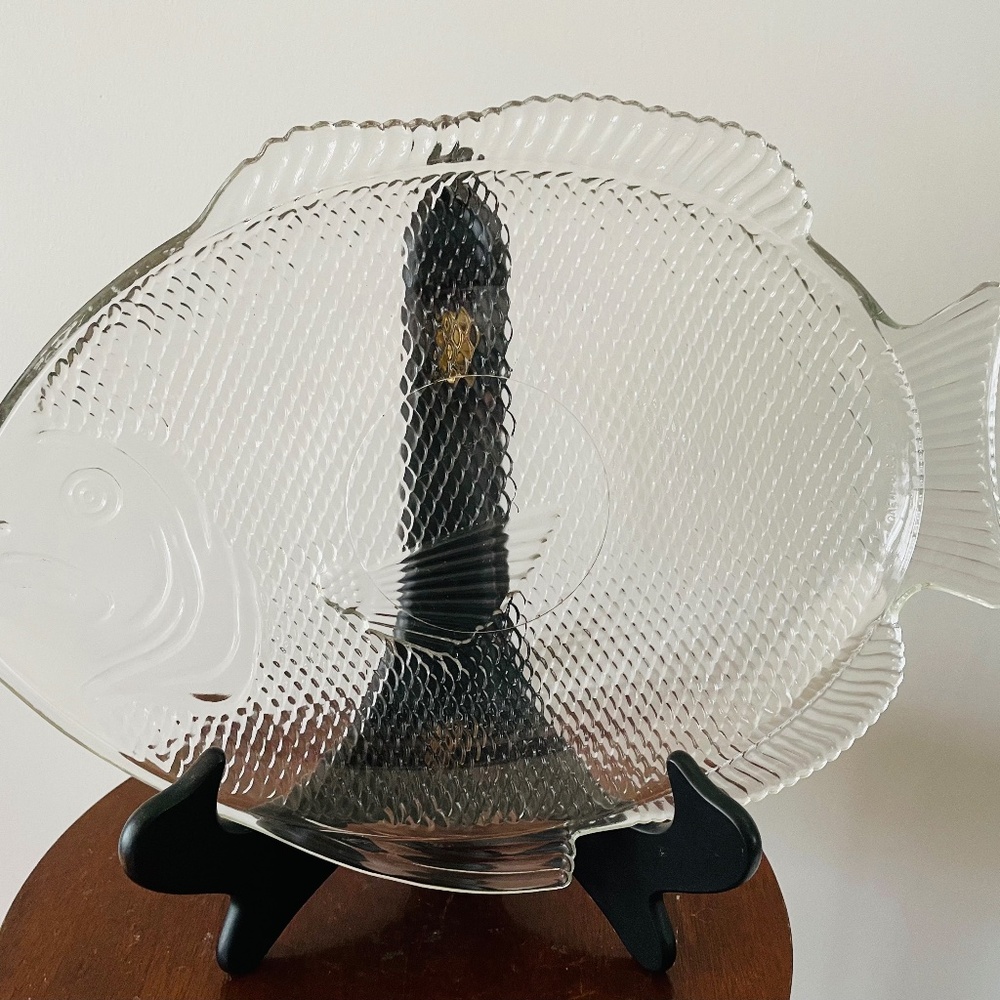Anchor Hocking Glass Fish Platter, Fish Serving Platter, Beach home Decor